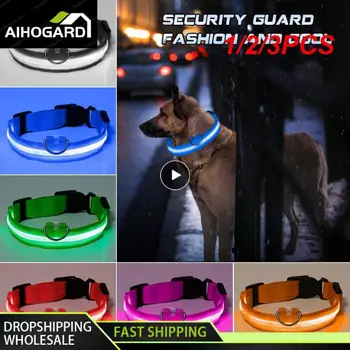 1/2/3PCS كلب طوق USB قابلة للشحن LED السلامة تضيء Led طوق الحيوانات الأليفة الحيوانات الأليفة حزام الرقبة حزام وامض لكلب كبير