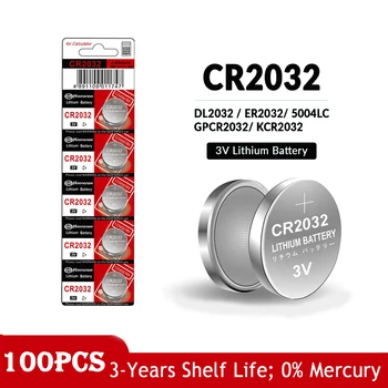 100ШТ 200mAh CR2032 Аккумулятор 3V Литиевая Монета CR 2032 Аккумулятор для автомобильных Часов с дистанционным управлением DL2032 BR2032 ECR2032 L2032 5004LC KCR2032