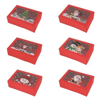 12 шт. Рождественская коробка печенья, Коробка конфет с окошком, Принадлежности для праздничной вечеринки