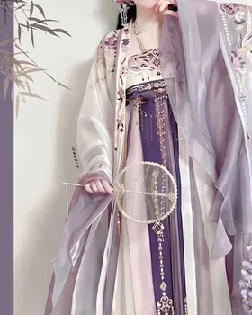 2023 Летние женщины Ханфу, Китайский Традиционный косплей, костюм феи, Древнее платье Ханфу, Фиолетовое платье для вечеринки по случаю дня рождения, Плюс размер XL