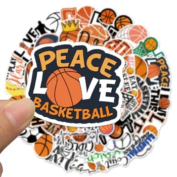 50шт Мультяшных баскетбольных наклеек Peace Love Basketball Sports Cup, наклейки для мальчиков Happy Basketball Birthday Party