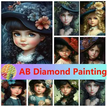5D Алмазная живопись своими руками, новые милые девушки и шляпы с цветами, вышивка крестом, Мозаичная вышивка, Украшения для дома, персонализированные подарки