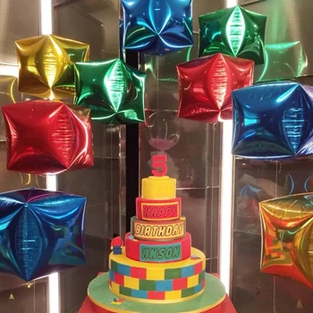 5шт 24-дюймовый Воздушный шар для свадебной вечеринки Надувной Яркий цветной 4D Кубический Квадратный Алюминиевый Пленочный шар для украшения домашнего декора