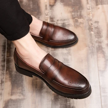 Coslony/ 2023; Мужские модельные туфли; Внутренние Высокие Лоферы; Классическая мужская обувь для вечеринок в Британском стиле; Мужская обувь, Увеличивающая Рост; Повседневная обувь