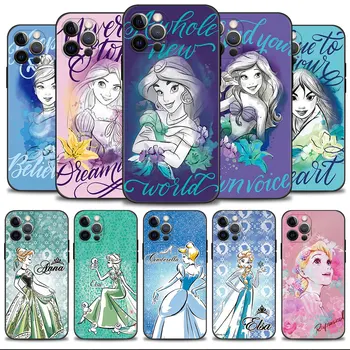 Disney Princess Черно-Белый Цветной Художественный Чехол Для Телефона Apple iPhone 14 13 12 11 Pro Max 13 12 Mini XS Max XR X 8 Plus Cover