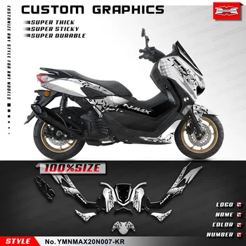 KUNGFU GRAPHICS Пользовательские Мотоциклетные Наклейки Комплект Наклеек для Yamaha NMAX 125 155 NMAX125 NMAX155 2020 2021 2022 2023, Серый Черный