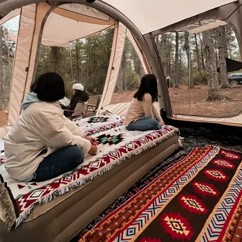 Tenda luar ruangan Universal mobil SUV, tenda berkemah multifungsi tahan matahari tebal portabel terowongan Flysheet ekstensi