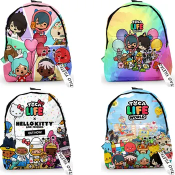 Toca Life World Рюкзаки с 3D принтом для девочек И мальчиков, Детская сумка для книг с рисунком аниме, Школьная сумка для студентов, Детский рюкзак, Подарки Mochila