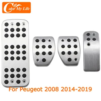 Автомобильные Педали из нержавеющей стали для Peugeot 2008 2014-2018 LHD AT MT Kit Защитная крышка Педали газа и тормоза Color My Life