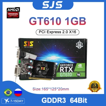 Видеокарты SJS GT 610 Видеокарта 1 ГБ DDR3 64-битный графический процессор Для Игрового ПК NVIDIA GeForce GT610 1GD3 HDMI DVI VGA PCI-E2 placa de vídeo