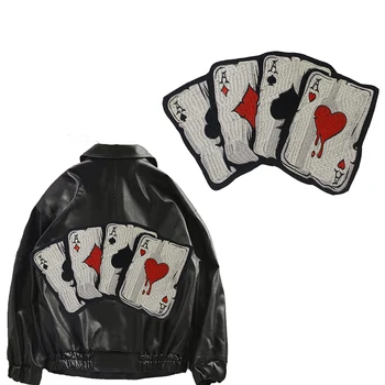 Вышивка значка для покера с нашивками из железа в стиле панк-байк, аппликация в стиле DIY Craft