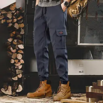 Дизайнерские длинные брюки с множеством карманов, универсальная мужская уличная одежда, брюки-карго с эластичным поясом и множеством карманов для весенне-осенних мужчин