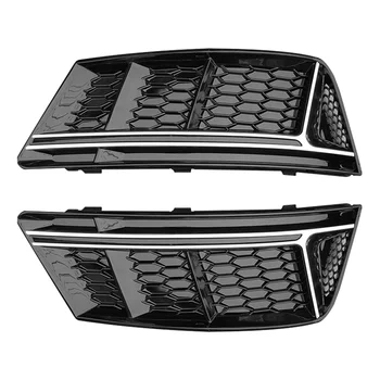 Для Audi A4 B9 Стандартный бампер 2016-2019, Крышка противотуманной фары переднего бампера, отделка противотуманных фар, решетки из ячеистой сетки