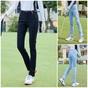 Женские брюки для гольфа Спортивная одежда Водонепроницаемые спортивные брюки-стрейч с высокой талией Женская одежда для гольфа на открытом воздухе Синие белые