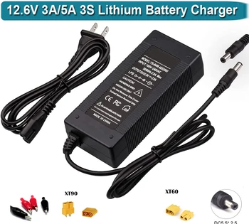 Зарядное устройство для Литиевой батареи переменного/постоянного тока 12,6 V 5A 10A для Литий-ионного аккумулятора 3S 11,1 V со Штекером DC5.5 * 2,1 мм Быстрая зарядка