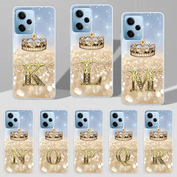 Золотая Корона С Буквами от K до T Чехол для Xiaomi Redmi Note 12 10 11 11S 10 10S 8 11E 7 8 9 Pro 9S 11T 8T 12S Прозрачный Силиконовый Чехол Для Телефона