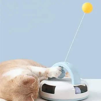 Игрушка для настольного тенниса Feather Cat Gravity, качели, пластиковый поворотный стол для настольного тенниса, съемный с шариком из кошачьей мяты