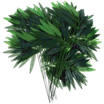 Искусственные зеленые бамбуковые листья Поддельные зеленые растения Зеленые листья для украшения дома отеля офиса вечеринки