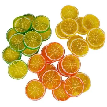 Искусственные ломтики лимона, искусственные фрукты, мини-ломтики Лимона, пластиковые поддельные фрукты, модель для вечеринки, свадебное украшение