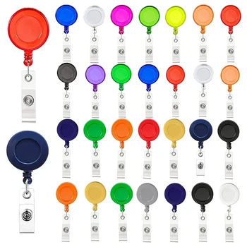Катушки для бейджей Выдвижные, 30 упаковок цветных зажимов для бейджей-держателей для именных удостоверений личности, ключей-карточек
