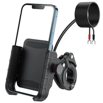 Крепление для Телефона на мотоцикле с Портом Быстрой зарядки USB QC3.0 Универсальный Держатель Мобильного телефона на Руле 360 ° для Смартфонов с диагональю 5,4-7,2 дюйма