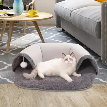 Кровать-туннель для кошек, Удобные упражнения, Съемный коврик, Прочный и легкий Игровой домик для домашних кошек, Кролика, Котенка, Хомяка, на открытом воздухе