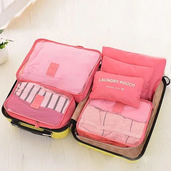 Легкий и прочный багажный органайзер для чемоданов, набор для путешественников, 6 упаковочных кубиков, удобный