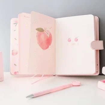 Милый персиково-розовый сладкий дневник формата А5, блокнот, планировщик журналов, школьные принадлежности, Корейские канцелярские принадлежности, ручная книга с магнитной пряжкой, подарок для девочек