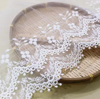 Молочный шелк сетчатая пряжа трехмерная водорастворимая волновая точечная вышивка свадебное платье Лолита Аксессуары кружева