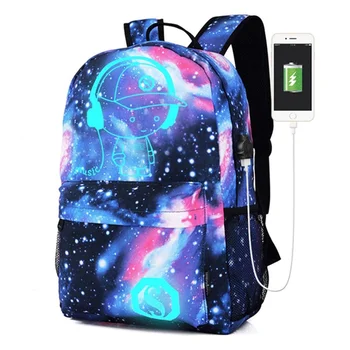 Мужские/Женские светящиеся компьютерные рюкзаки для девочек/мальчиков, USB-рюкзак для ноутбука, школьные сумки для студентов Casua, Водонепроницаемые на открытом воздухе