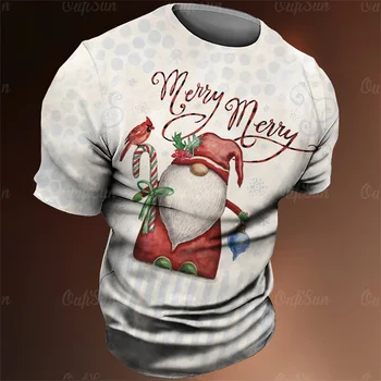 Новая мужская Рождественская футболка с 3D-печатью, праздничная футболка для отдыха, Летняя футболка для вечеринок, топ с круглым вырезом, Модный удобный личный