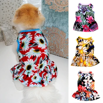Новая Одежда для домашних Кошек с цветочным принтом, летнее платье Принцессы, Юбка-слинг для маленьких Собак, Платье для Кошек, Одежда для Щенков