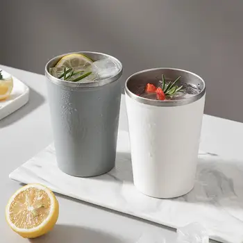 НОВАЯ чашка для ванной объемом 420 мл, современная минималистичная двухслойная однотонная чашка для напитков из нержавеющей Стали, Аксессуары для ванной комнаты
