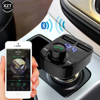 Новейшее светодиодное беспроводное автомобильное зарядное устройство Bluetooth с двумя USB-устройствами для телефона, дисплея ноутбука, громкой связи, автомобильного комплекта FM-передатчика, MP3-плеера