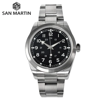 Ограниченная серия San Martin SN0107G 38 мм Мужские Часы NH35 BGW9 Синие Светящиеся Автоматические Механические Наручные Часы Водонепроницаемые 100 м Часы