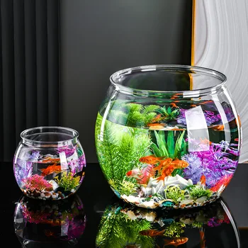 Пластиковые Прозрачные аквариумы для рыб, Аквариумы с золотыми рыбками, Круглый Ударопрочный Офисный стол, Смотровая площадка для зала, аквариум с черепахами