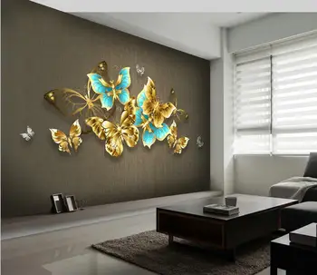 Пользовательские фрески Обои HD ручная роспись легкие роскошные красочные 3D стерео обои с бабочками домашний декор