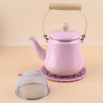Портативный Эмалированный Чайник со Свистком Чайник для Заваривания Воды Индукционная Плита Посуда для Кухни