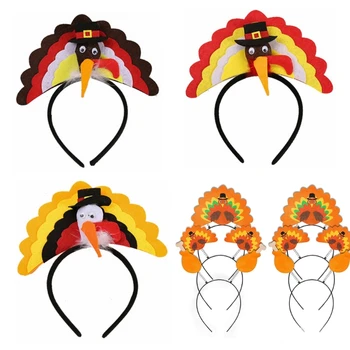 Праздничное Украшение Turkey Hairhoop Праздничная Повязка на Голову для Семейного Сбора HXBA