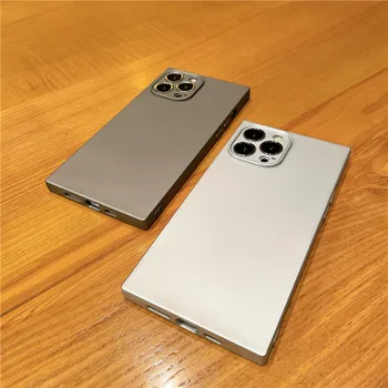 Простой Матовый Гальванический Серый Чехол-Бампер Для iPhone 13 12 11 Pro Max 7 8 Plus X XR XS 14 SE С Мягким Серебристым Покрытием