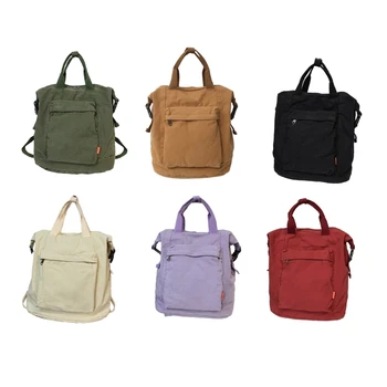 Простой холщовый рюкзак M6CC с двойными ремнями, удобная дорожная сумка, модный школьный рюкзак, повседневная сумка через плечо, подарок на день рождения