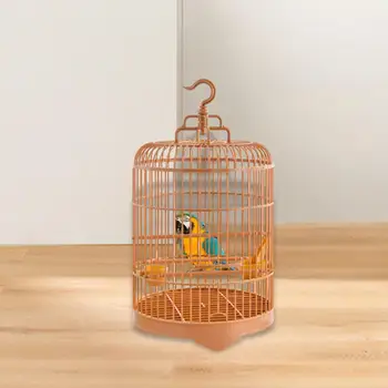 Птичья Клетка Подставка для Попугая Клетка Кормушка для птиц с подвесным крючком Портативная Круглая Птица