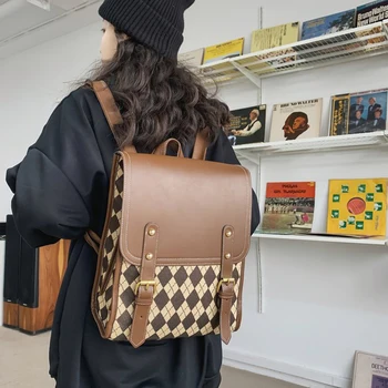 Ретро-рюкзаки для женщин, школьный рюкзак из искусственной кожи для девочек 2023, рюкзак для подростков в консервативном стиле, сумка через плечо большой емкости