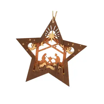 Рождественские украшения для рождественского вертепа Деревянные сувениры для рождественского вертепа в форме звезды для дома, семьи, камина, полок, столов