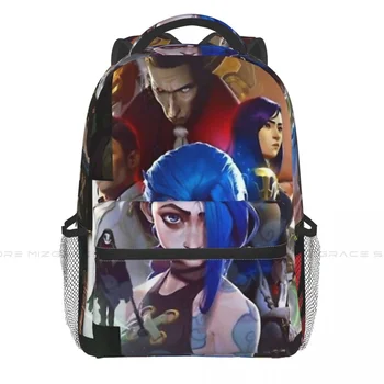 Рюкзак с плакатом Jinx для девочек и мальчиков, рюкзак для путешествий Arcane LOL, рюкзак для школьного ноутбука для подростков