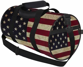 Спортивная спортивная сумка с американским флагом, ретро США, патриотические полосатые звезды, Мужская Женская сумка для выходных, сумка для путешествий, сумка для спортзала