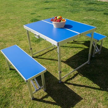 Темно-синий Складной алюминиевый стол для пикника со стулом