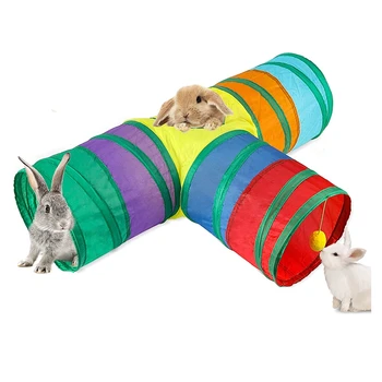 Туннели для Кроликов и Трубки Складные 3-Полосные Туннельные Игрушки Для Маленьких Животных Для Карликовых Кроликов Bunny Kitty