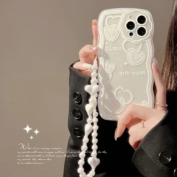 Цветная белая нить double love + ремешок Чехол Для Телефона iphone 14 13 12 11 Pro Max X XR XSMAX 7 8 Plus SE TPU Case Cover