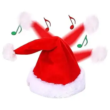 Электрическая Рождественская шляпа Санта-Клауса, забавно трясущаяся Танцующая Поющая Шляпа Санта-Клауса, Рождественский реквизит для вечеринок, встреч в канун Нового года